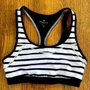 Athleta Black and White Stipe Sports Bra